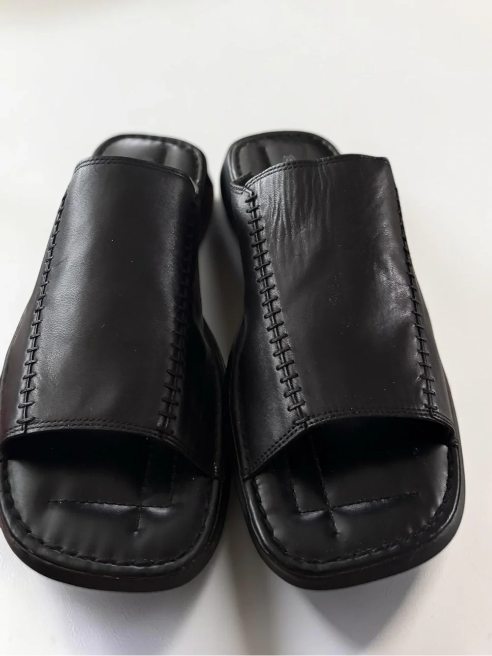 Vintage Skechers Men’s Black Leather Slide Sandals Discontinued Size 13